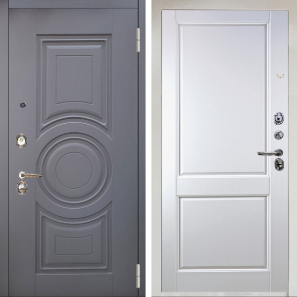 Входная дверь Аргус ЛЮКС 3К Снежно-белый Могадиш Силк флай + Соренто Белая эмаль