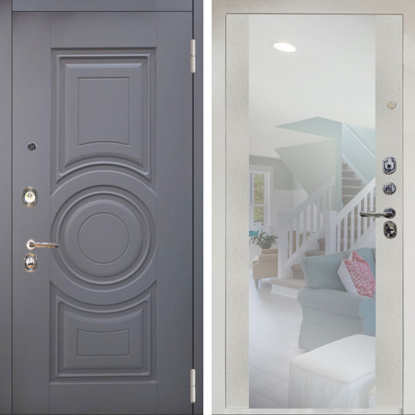 Входная дверь Аргус ЛЮКС 3К Снежно-белый Могадиш Силк флай + Вояж Белое дерево