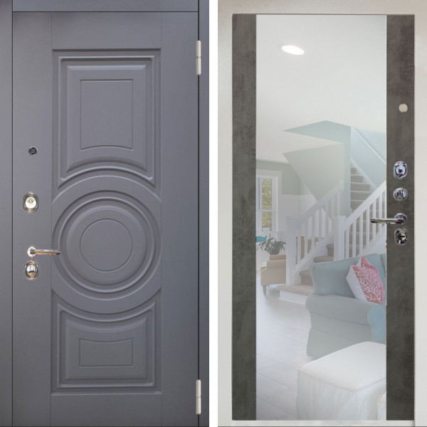 Входная дверь Аргус ЛЮКС 3К Снежно-белый Могадиш Силк флай + Вояж Светлый бетон