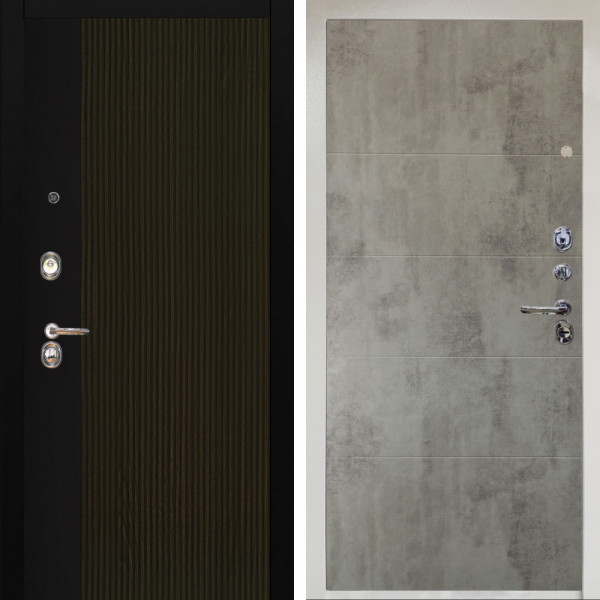 Входная дверь Аргус ЛЮКС 3К Снежно-белый рокси дуб рейка морение + Агат Светлый бетон