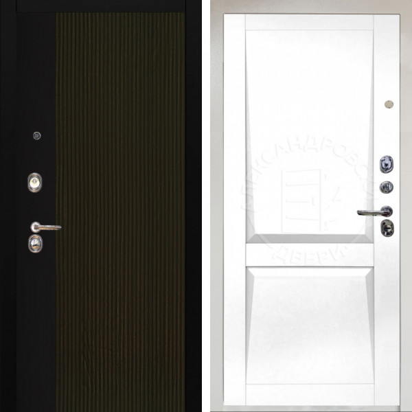 Входная дверь Аргус ЛЮКС 3К Снежно-белый рокси дуб рейка морение + Ариана Белая эмаль