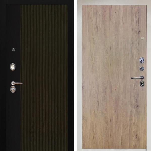 Входная дверь Аргус ЛЮКС 3К Снежно-белый рокси дуб рейка морение + Элегант Рустик соломенный