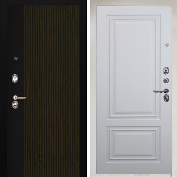 Входная дверь Аргус ЛЮКС 3К Снежно-белый рокси дуб рейка морение + Элион Софт милк