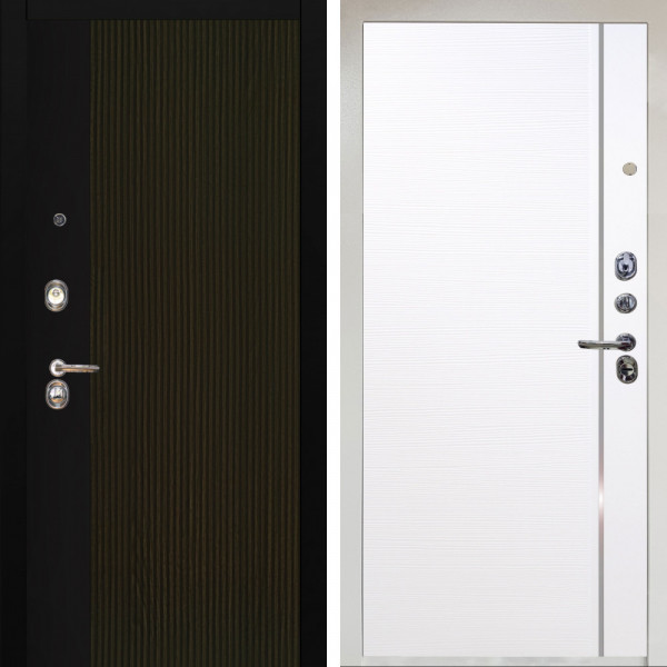 Входная дверь Аргус ЛЮКС 3К Снежно-белый рокси дуб рейка морение + Гауда Роял Вуд Белый