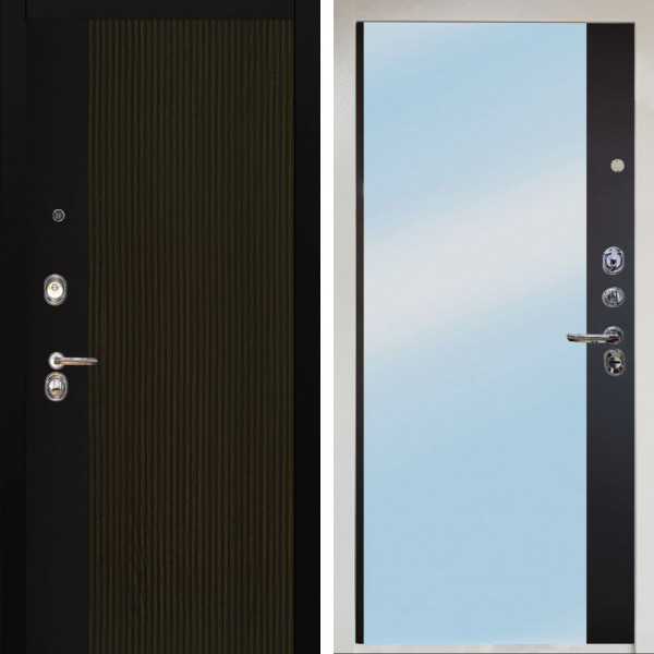 Входная дверь Аргус ЛЮКС 3К Снежно-белый рокси дуб рейка морение + Магнум Черный софт