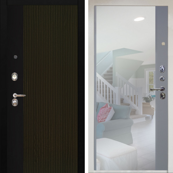 Входная дверь Аргус ЛЮКС 3К Снежно-белый рокси дуб рейка морение + Магнум Силк маус