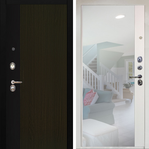 Входная дверь Аргус ЛЮКС 3К Снежно-белый рокси дуб рейка морение + Магнум Софт милк