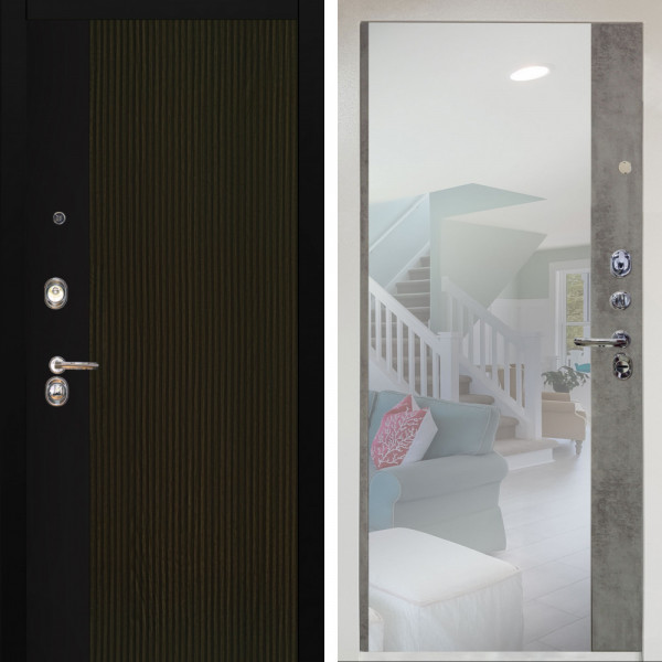 Входная дверь Аргус ЛЮКС 3К Снежно-белый рокси дуб рейка морение + Магнум Светлый бетон