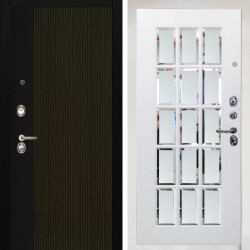 Входная дверь Аргус ЛЮКС 3К Снежно-белый рокси дуб рейка морение + Мэрелин Софт милк с фацетом и пескоструем