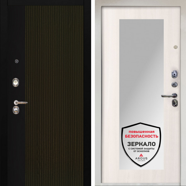 Входная дверь Аргус ЛЮКС 3К Снежно-белый рокси дуб рейка морение + Милли Ларче светлый