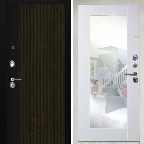 Входная дверь Аргус ЛЮКС 3К Снежно-белый рокси дуб рейка морение + Милли Роял вуд белый