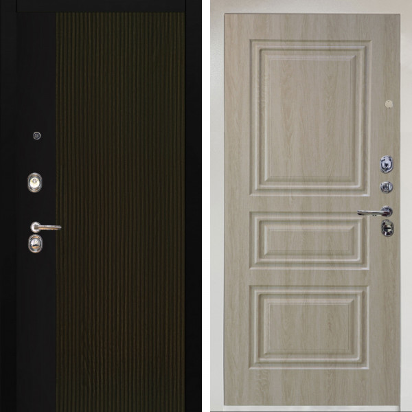 Входная дверь Аргус ЛЮКС 3К Снежно-белый рокси дуб рейка морение + Скиф Дуб филадельфия крем