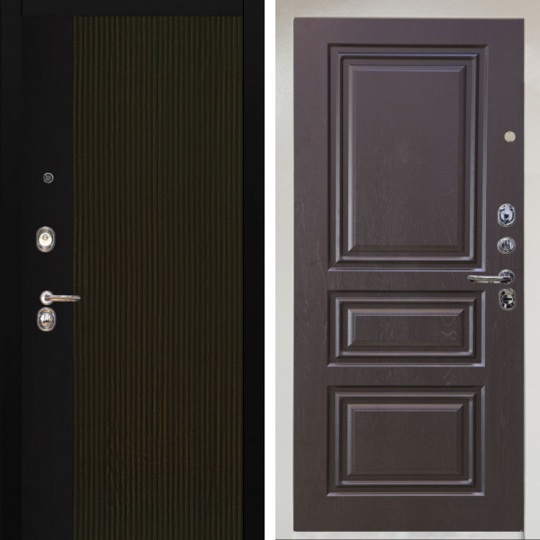 Входная дверь Аргус ЛЮКС 3К Снежно-белый рокси дуб рейка морение + Скиф Горький шоколад