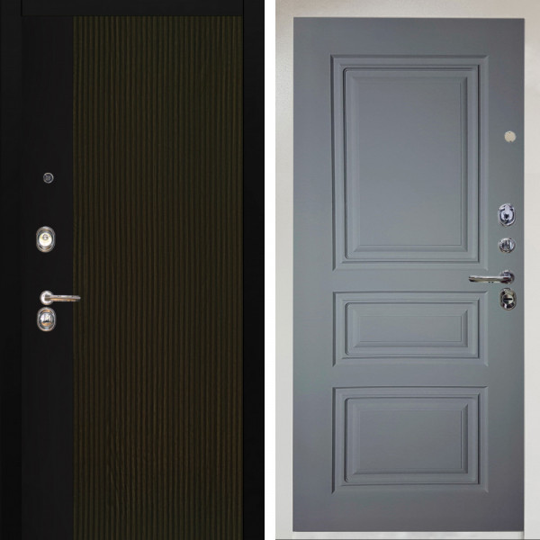 Входная дверь Аргус ЛЮКС 3К Снежно-белый рокси дуб рейка морение + Скиф Силк маус