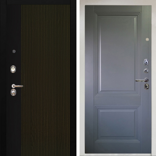 Входная дверь Аргус ЛЮКС 3К Снежно-белый рокси дуб рейка морение + Соло Антрацит софт