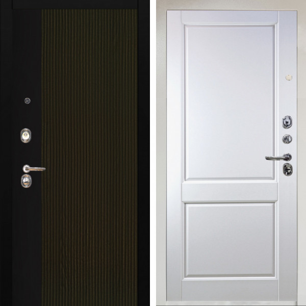 Входная дверь Аргус ЛЮКС 3К Снежно-белый рокси дуб рейка морение + Соренто Белая эмаль