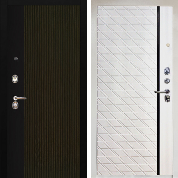 Входная дверь Аргус ЛЮКС 3К Снежно-белый рокси дуб рейка морение + Тори Софт милк