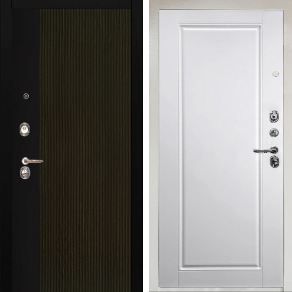 Входная дверь Аргус ЛЮКС 3К Снежно-белый рокси дуб рейка морение + Тревор Софт милк