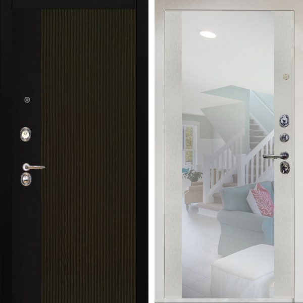 Входная дверь Аргус ЛЮКС 3К Снежно-белый рокси дуб рейка морение + Вояж Белое дерево