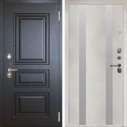 Входная дверь Аргус ЛЮКС 3К Снежно-белый Скиф Горький шоколад + Дуэт Белое дерево вставки Изабель