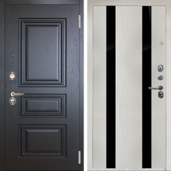 Входная дверь Аргус ЛЮКС 3К Снежно-белый Скиф Горький шоколад + Дуэт Белое дерево вставки кензо