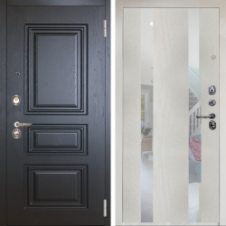 Входная дверь Аргус ЛЮКС 3К Снежно-белый Скиф Горький шоколад + Дуэт Белое дерево вставки Николь