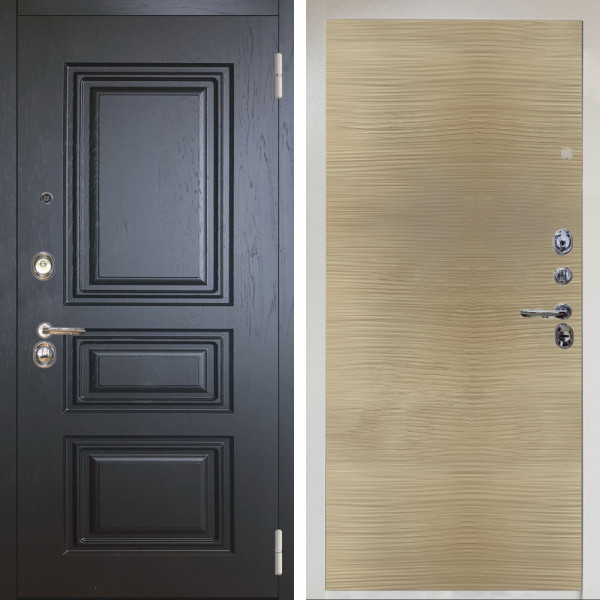 Входная дверь Аргус ЛЮКС 3К Снежно-белый Скиф Горький шоколад + Элегант Дорс светлый горизонт