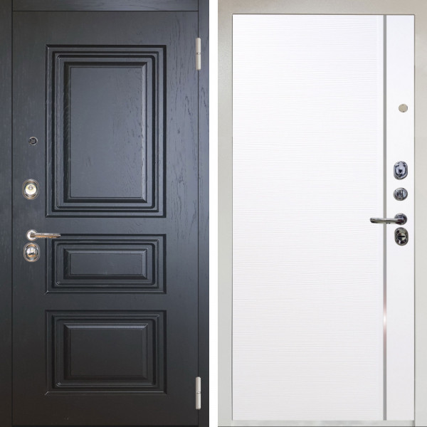 Входная дверь Аргус ЛЮКС 3К Снежно-белый Скиф Горький шоколад + Гауда Роял Вуд Белый