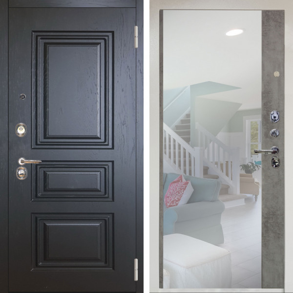 Входная дверь Аргус ЛЮКС 3К Снежно-белый Скиф Горький шоколад + Магнум Светлый бетон