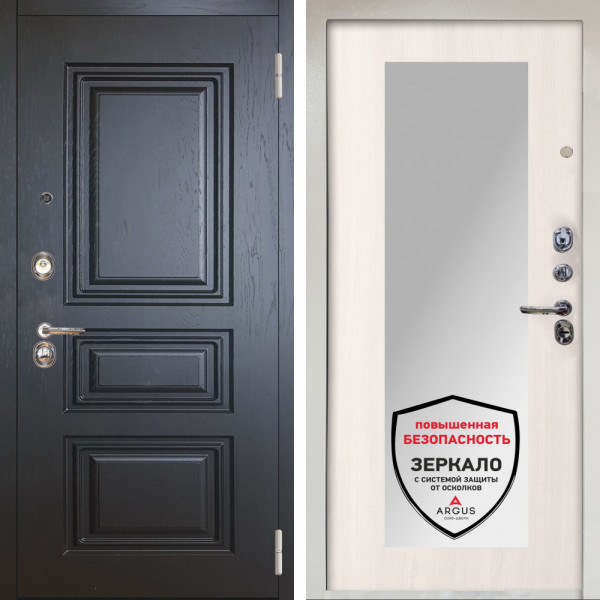 Входная дверь Аргус ЛЮКС 3К Снежно-белый Скиф Горький шоколад + Милли Ларче светлый