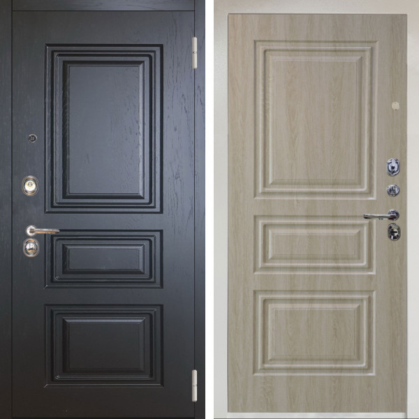 Входная дверь Аргус ЛЮКС 3К Снежно-белый Скиф Горький шоколад + Скиф Дуб филадельфия крем