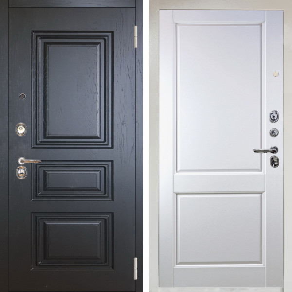 Входная дверь Аргус ЛЮКС 3К Снежно-белый Скиф Горький шоколад + Соренто Белая эмаль