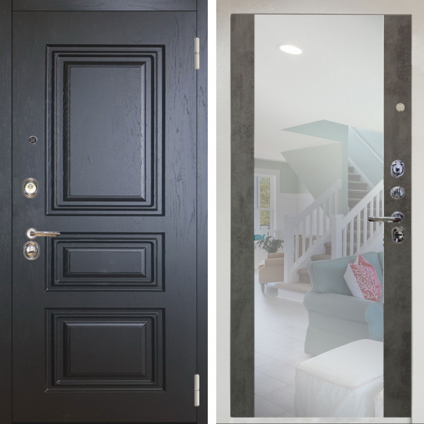 Входная дверь Аргус ЛЮКС 3К Снежно-белый Скиф Горький шоколад + Вояж Светлый бетон