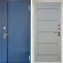 Входная дверь Аргус ЛЮКС 3К Снежно-белый Тори Синий софт + Александра Белая лиственница