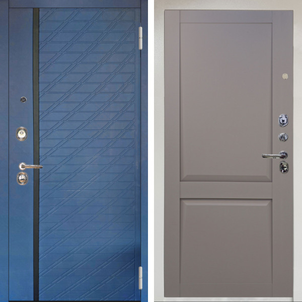 Входная дверь Аргус ЛЮКС 3К Снежно-белый Тори Синий софт + Ариана Серая эмаль
