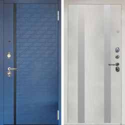 Входная дверь Аргус ЛЮКС 3К Снежно-белый Тори Синий софт + Дуэт Белое дерево вставки Изабель