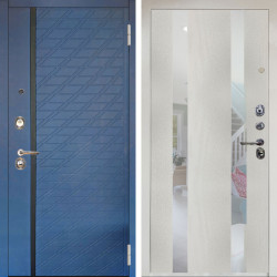 Входная дверь Аргус ЛЮКС 3К Снежно-белый Тори Синий софт + Дуэт Белое дерево вставки Николь