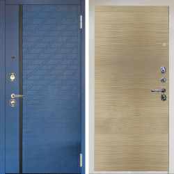 Входная дверь Аргус ЛЮКС 3К Снежно-белый Тори Синий софт + Элегант Дорс светлый горизонт