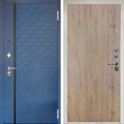 Входная дверь Аргус ЛЮКС 3К Снежно-белый Тори Синий софт + Элегант Рустик соломенный