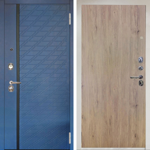 Входная дверь Аргус ЛЮКС 3К Снежно-белый Тори Синий софт + Элегант Рустик соломенный