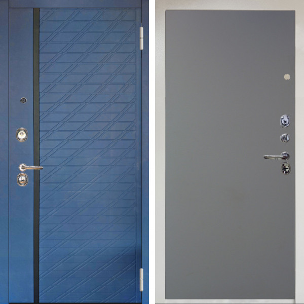 Входная дверь Аргус ЛЮКС 3К Снежно-белый Тори Синий софт + Элегант Силк маус