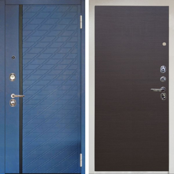 Входная дверь Аргус ЛЮКС 3К Снежно-белый Тори Синий софт + Элегант Венге горизонт