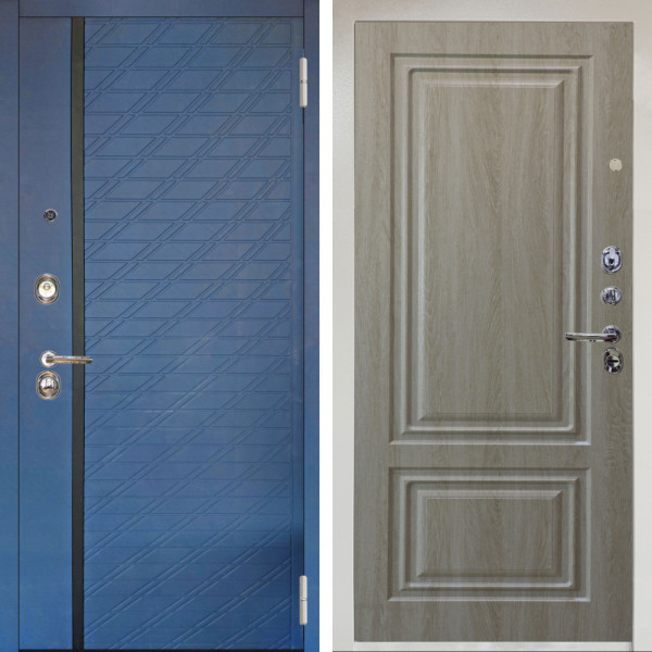 Входная дверь Аргус ЛЮКС 3К Снежно-белый Тори Синий софт + Элион Дуб филадельфия крем