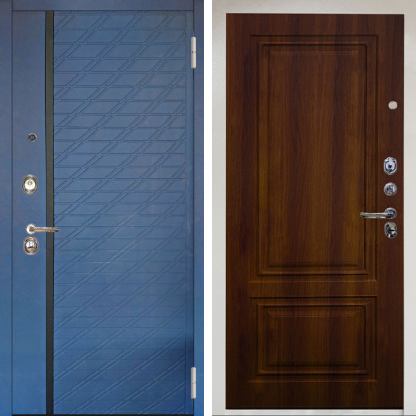 Входная дверь Аргус ЛЮКС 3К Снежно-белый Тори Синий софт + Элион дуб рустикальный