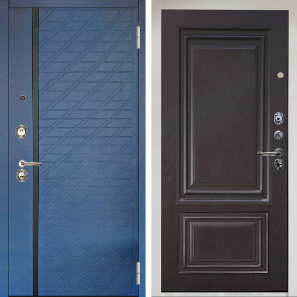 Входная дверь Аргус ЛЮКС 3К Снежно-белый Тори Синий софт + Элион Горький шоколад