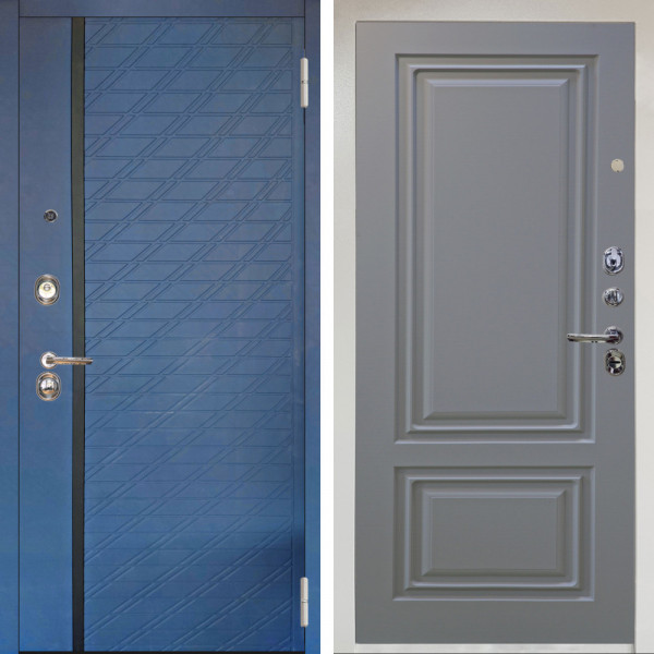 Входная дверь Аргус ЛЮКС 3К Снежно-белый Тори Синий софт + Элион Силк маус