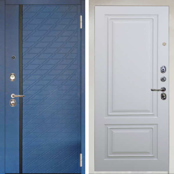 Входная дверь Аргус ЛЮКС 3К Снежно-белый Тори Синий софт + Элион Софт милк