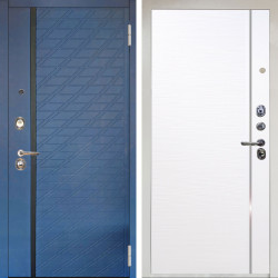 Входная дверь Аргус ЛЮКС 3К Снежно-белый Тори Синий софт + Гауда Роял Вуд Белый