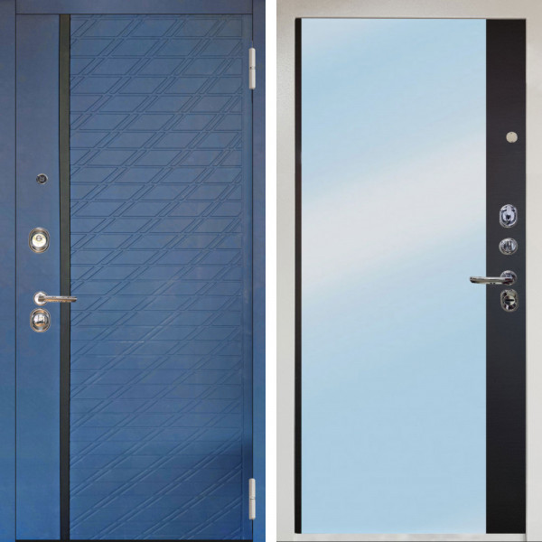 Входная дверь Аргус ЛЮКС 3К Снежно-белый Тори Синий софт + Магнум Черный софт