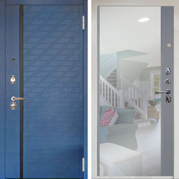 Входная дверь Аргус ЛЮКС 3К Снежно-белый Тори Синий софт + Магнум Силк маус